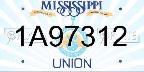 1A97312 Mississippi License Plate