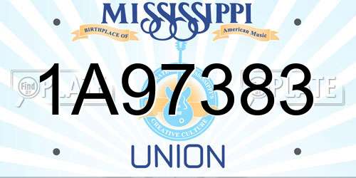 1A97383 Mississippi License Plate