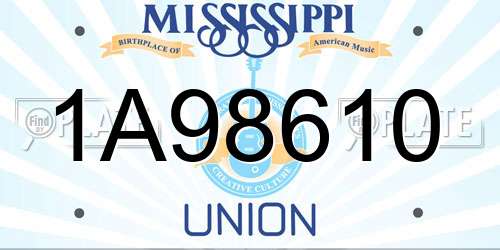 1A98610 Mississippi License Plate