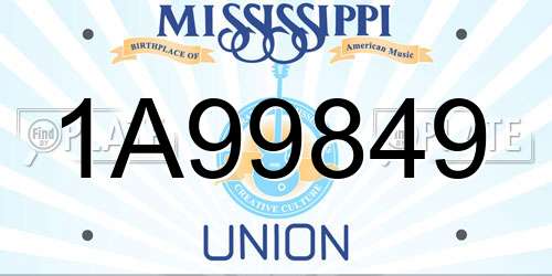 1A99849 Mississippi License Plate