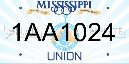 1AA1024 Mississippi License Plate
