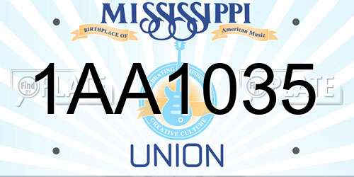 1AA1035 Mississippi License Plate