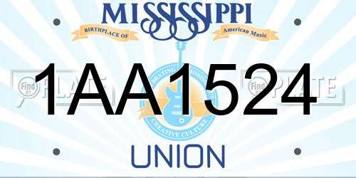 1AA1524 Mississippi License Plate