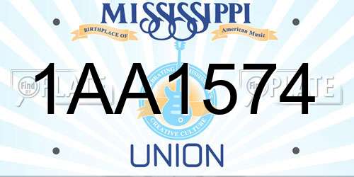 1AA1574 Mississippi License Plate