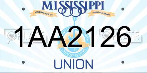 1AA2126 Mississippi License Plate