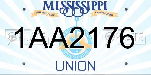 1AA2176 Mississippi License Plate