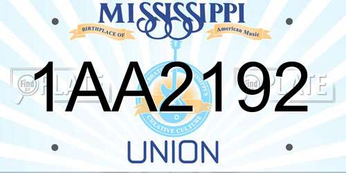 1AA2192 Mississippi License Plate