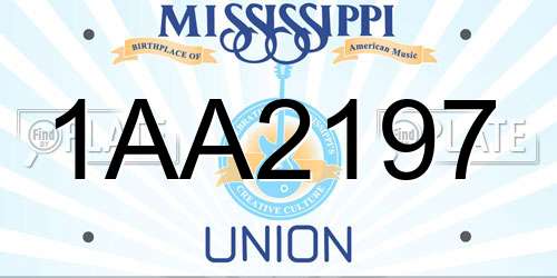 1AA2197 Mississippi License Plate