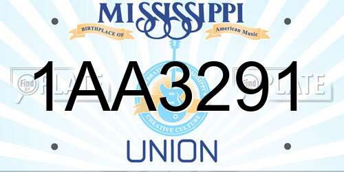 1AA3291 Mississippi License Plate