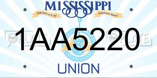 1AA5220 Mississippi License Plate