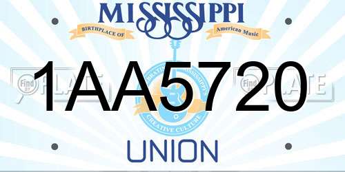 1AA5720 Mississippi License Plate