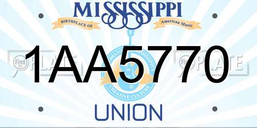 1AA5770 Mississippi License Plate