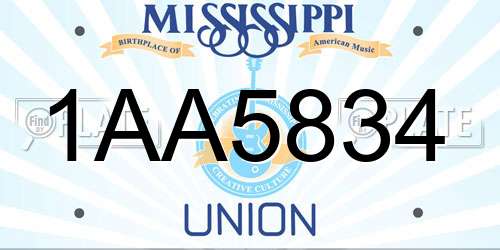1AA5834 Mississippi License Plate