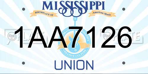 1AA7126 Mississippi License Plate