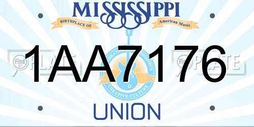 1AA7176 Mississippi License Plate