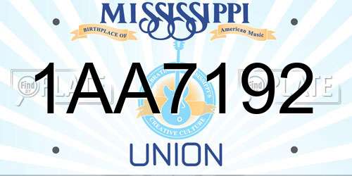 1AA7192 Mississippi License Plate