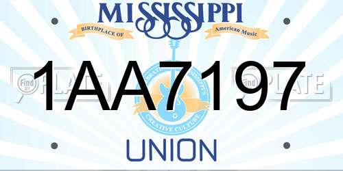 1AA7197 Mississippi License Plate
