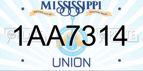 1AA7314 Mississippi License Plate