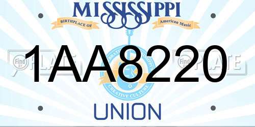 1AA8220 Mississippi License Plate