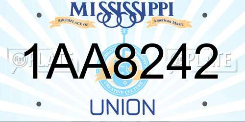 1AA8242 Mississippi License Plate