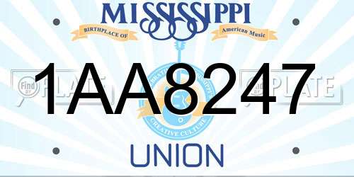 1AA8247 Mississippi License Plate