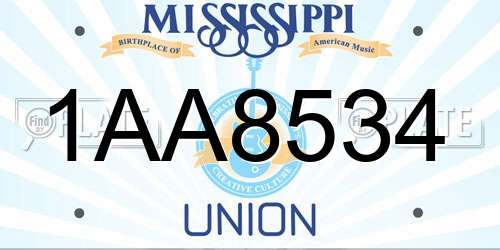 1AA8534 Mississippi License Plate