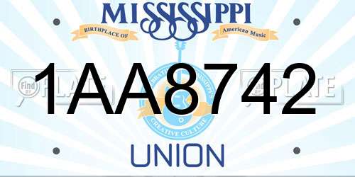 1AA8742 Mississippi License Plate