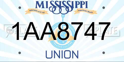 1AA8747 Mississippi License Plate