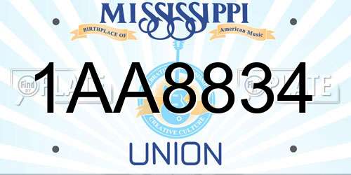 1AA8834 Mississippi License Plate