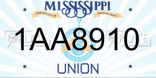 1AA8910 Mississippi License Plate