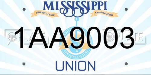 1AA9003 Mississippi License Plate