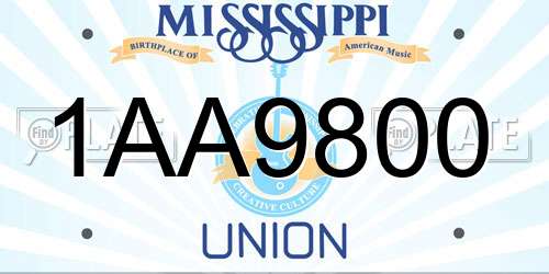 1AA9800 Mississippi License Plate
