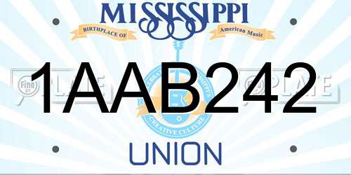 1AAB242 Mississippi License Plate