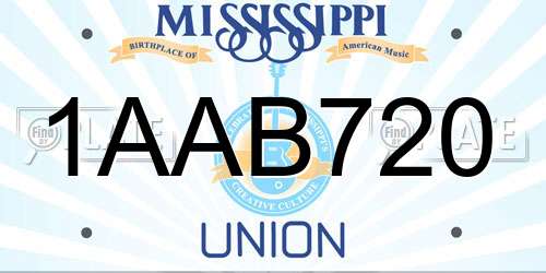1AAB720 Mississippi License Plate