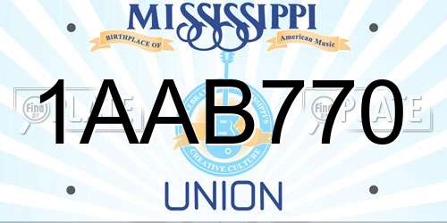 1AAB770 Mississippi License Plate