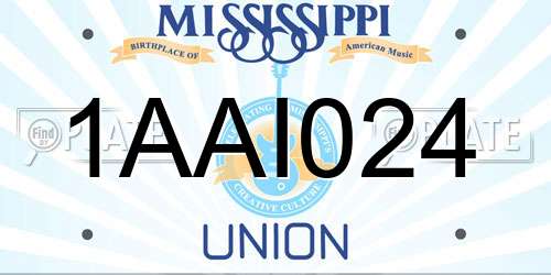 1AAI024 Mississippi License Plate