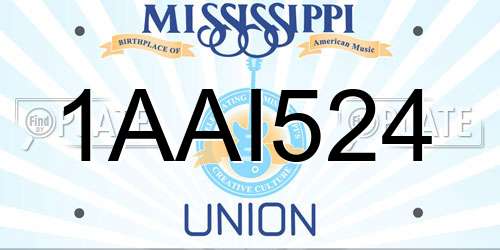 1AAI524 Mississippi License Plate