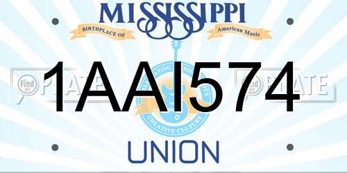1AAI574 Mississippi License Plate