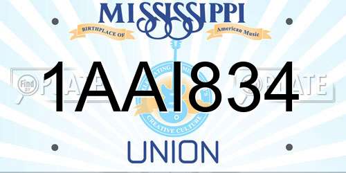 1AAI834 Mississippi License Plate
