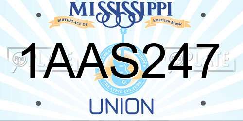 1AAS247 Mississippi License Plate