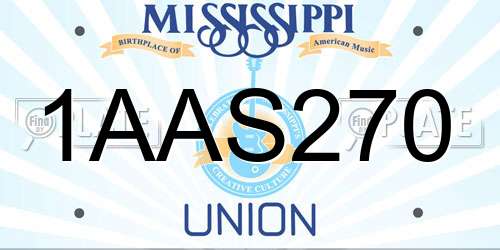 1AAS270 Mississippi License Plate