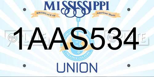 1AAS534 Mississippi License Plate