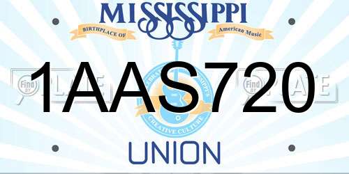 1AAS720 Mississippi License Plate