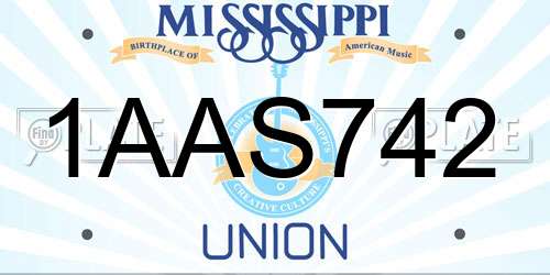 1AAS742 Mississippi License Plate