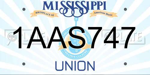 1AAS747 Mississippi License Plate