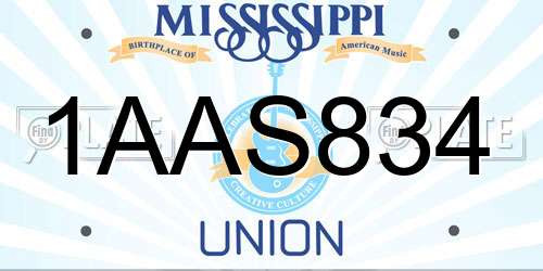 1AAS834 Mississippi License Plate
