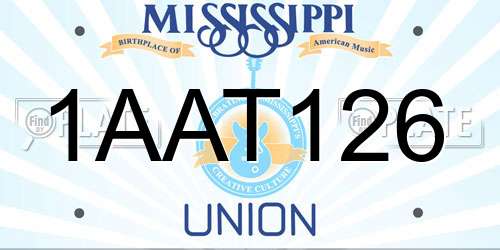 1AAT126 Mississippi License Plate