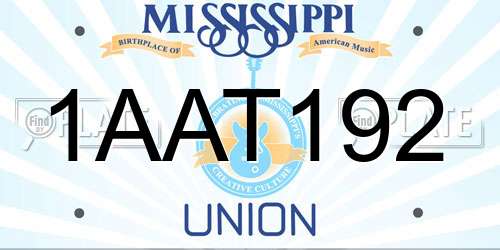 1AAT192 Mississippi License Plate