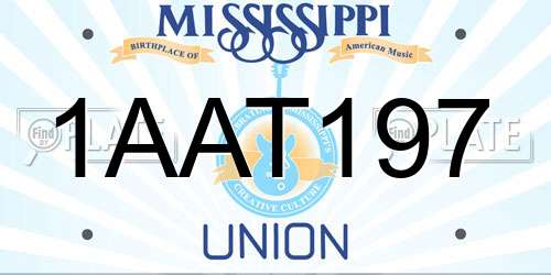 1AAT197 Mississippi License Plate