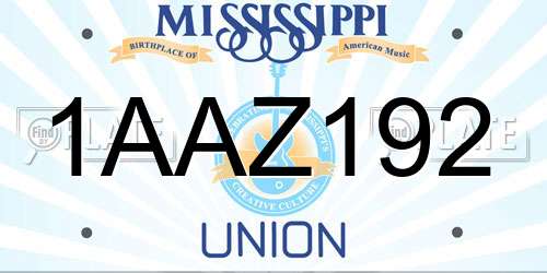 1AAZ192 Mississippi License Plate
